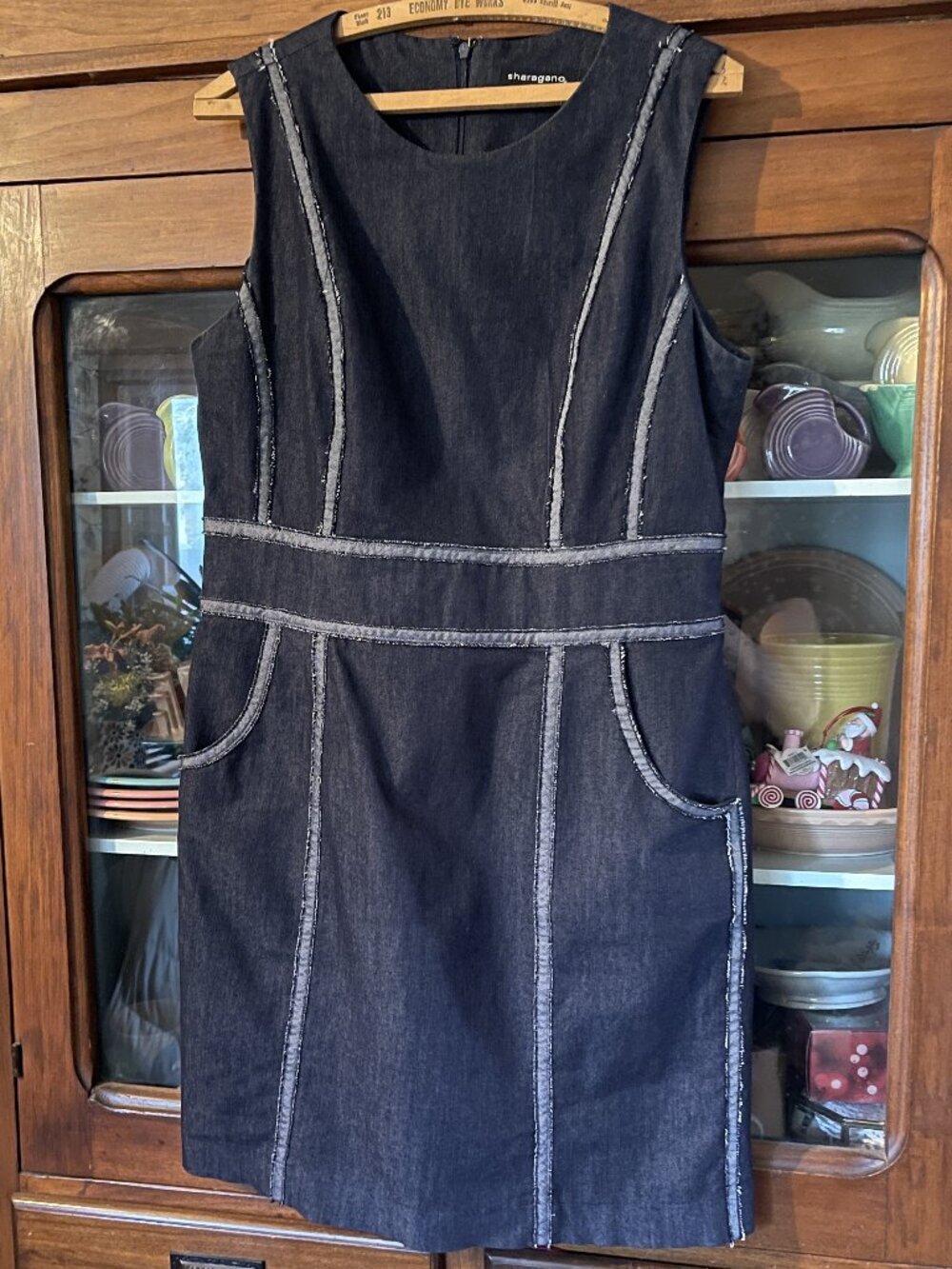 Sharagano Knee Length Denim Dress - Size 12